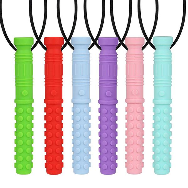 

sensory chew necklace upgrade textured saber chewing pendant silicone teethers oral motor chew toys chewlery necklace for infant kids