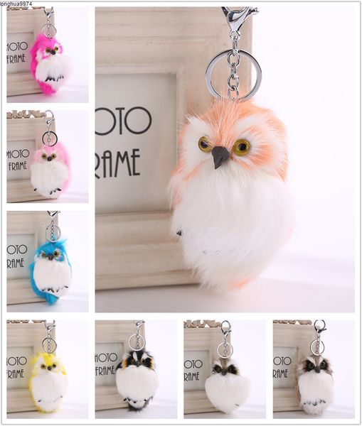 

pendant exquisite ladies rabbit fur fur keychain bag keychain owl fur ball keychain car pendant sz625, Silver