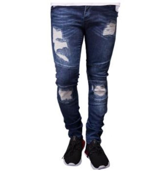 

2021 designer mens jean ripped biker jeans new hiphop embroidery denim blue draped summer street spring puvme, Black