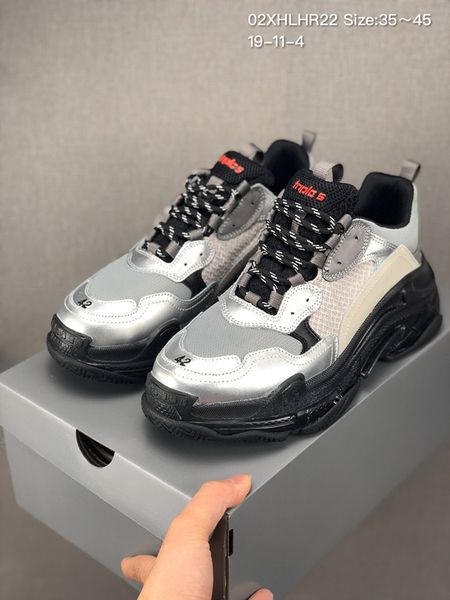 

горячие продажи роскошный париж 17fw тройной s кроссовки мода мужчины свободного покроя обувь высокое качество серебро черный дизайнер обуви, Black