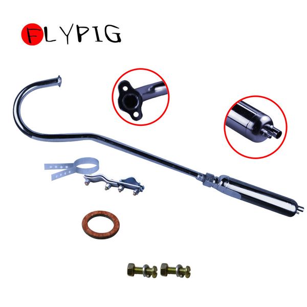 

66 / 80cc bike gas engine motor parts - extension pipe exhaust muffler chrome @20
