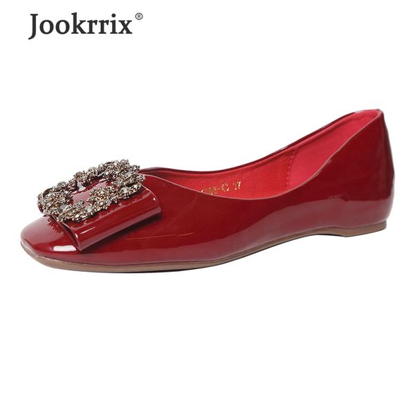

jookrrix 2020 году женщины весна женщины кожа pu плоские для женщин fashioni скольжения на обувь дамы горный хрусталь удобные мокасины zf848, Black