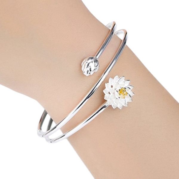 

fashion bracelet crystal charm silver lotus chain for womens girls party jewellery, Black