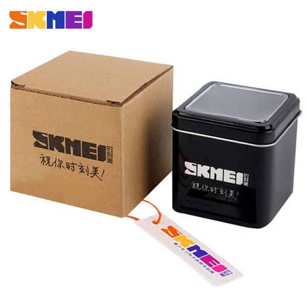 

skmei brand watch metal box gift metal box fashion black iron paper, Black;blue