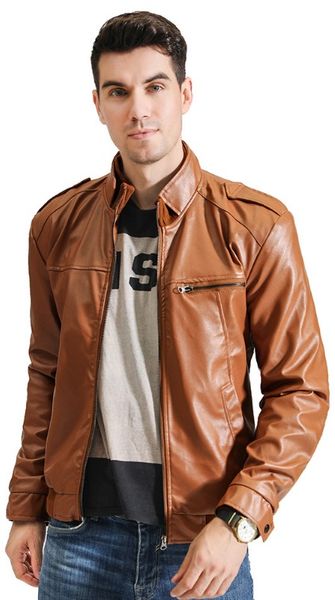 

популярные мужская одежда вертикального воротник pu мыть кожаную одежду тенденция молнии мужских кожаной куртки мужских пальто, Black;brown