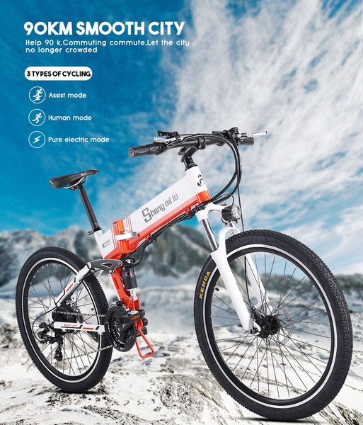 

26 inch folding electric bike 48v ebike 10.4ah lithium battery 500w electric bicycle integriertes snow bike, Silver;blue