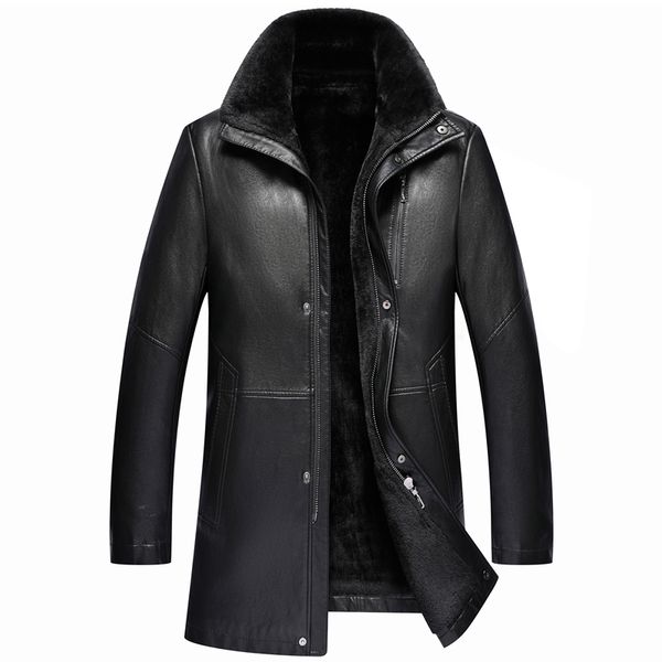 

black men winter warm fur lamb woolen casual jacket men fur collar plush faux leather jacket coat european style