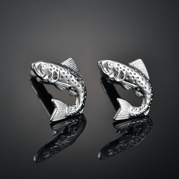 

fashion silver fish cufflinks french long sleeve shirt with studs and cufflinks, Silver;golden