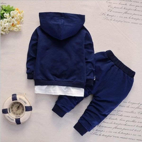 

new spring and autumn 1-4 years old baby two bars pull long sleeve hoodie trousers two piece children's suit tide, White