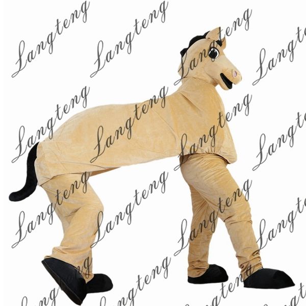 

2018 new double people horse mascot costumes for adults circus christmas halloween outfit fancy dress suit ing, Red;yellow