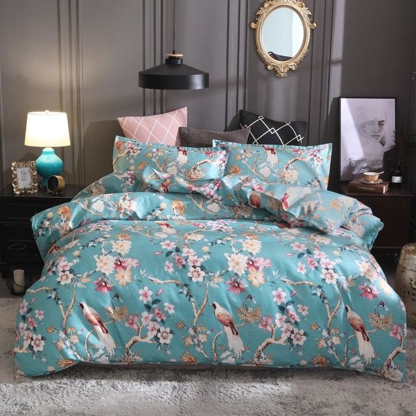 

green luxury floral bedding set comfortable polyester duvet/quilt/comforter cover set