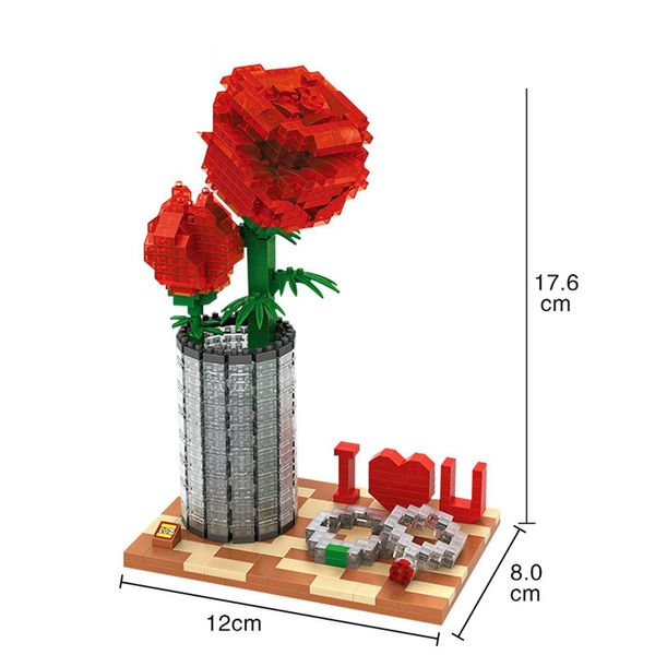 Brandneues LOZ Diamant-Blöcke, Ziegelsteine, Spielzeug, Gebäude, Montagespielzeug, Kristallrose, Valentinstagsgeschenke, DIY 9022