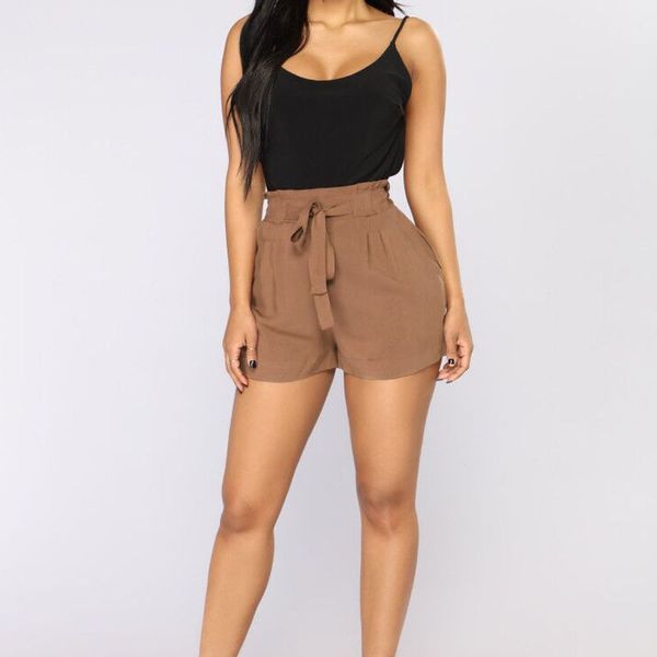 

new women shorts summer high waist shorts solid casual loose bow drawstring trousers ladies party, White;black