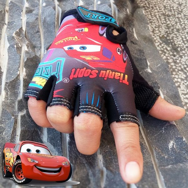 

5-13 weeks car outdoor children's half finger riding sports bicycle and gloves mountain bike short finger sunscreen anti-slip gloves, White