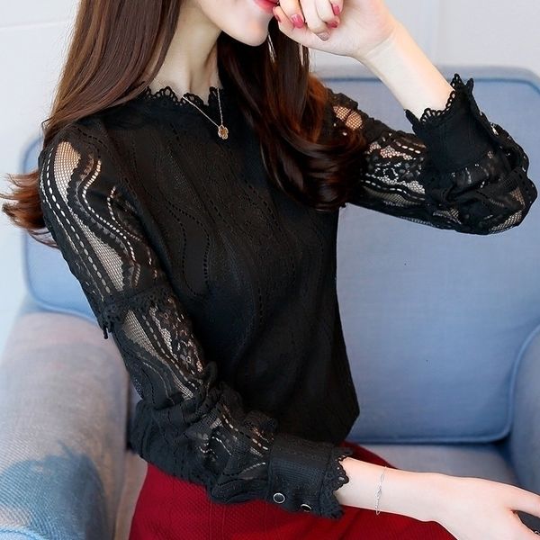 

womens clothing women blouse 2019 new arrival women fashion green lace blouse autumn long sleeve plus size shirts blusas femininas, White