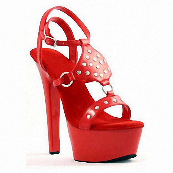 

elegant 17 cm peep-toe high heels, party sandals, rivet uppers decorated pole dancing shoes, stage sandals, Black