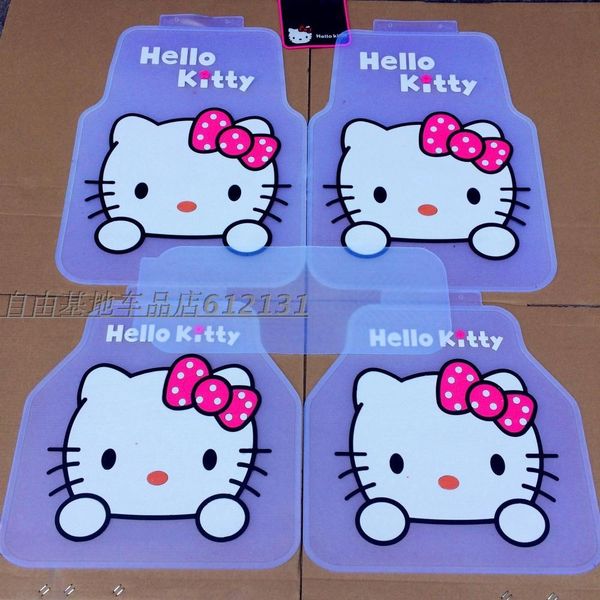 

женская мода милый мультфильм hello kitty латекс универсальный автомобиль коврики для всех моделей автомобилей