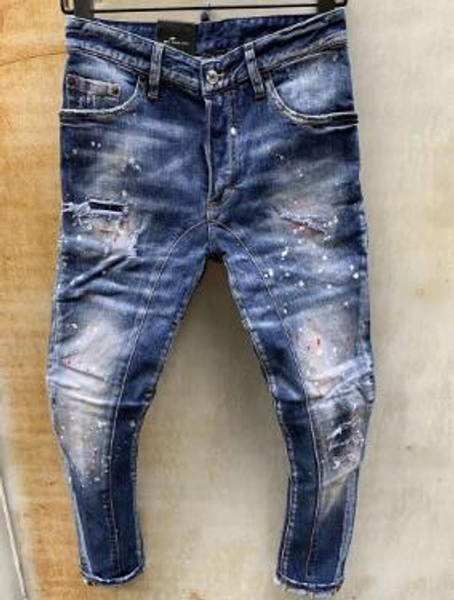 

new style brand d2 men jeans denim jean embroidery tiger pants holes d2 jeans zipper men pants skinny dsquared2 jeans men 0000000197#, White