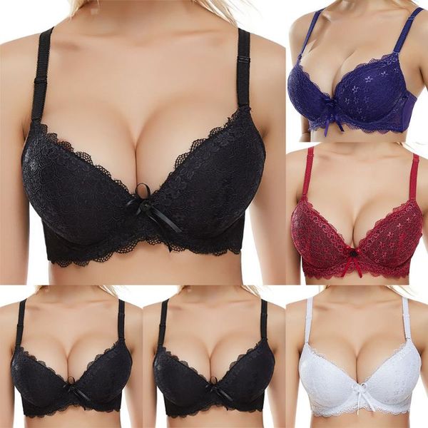 

women's oversized adjustable gathering bra women steel ring bra lace comfortable gathered adjustable underwear#w, Red;black