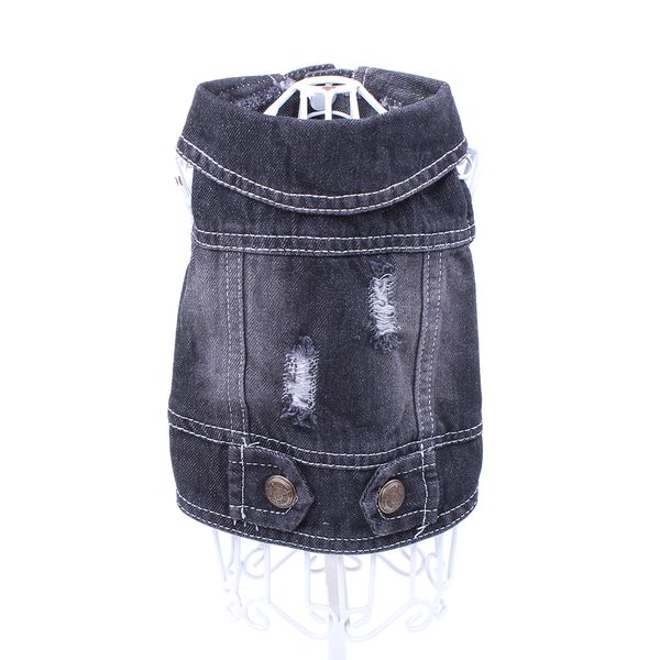 

собака кошка джинсовая куртка среднее отверстие черный цвет джинсовое пальто жилет домашнее животное щенок одежда одежда 6 размеров доступны