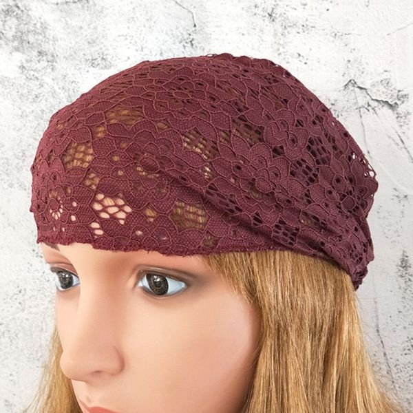 

lace headband solid color elastic wide turban flower bandanas for women ladies bohemian handmade hair accessories gifts f10661, Golden;white
