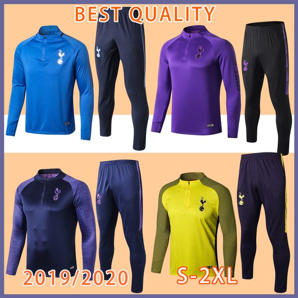 

19 20 tottenhan tracksuit kits purple soccer jogging suits football training suit set long sleeve uniforms survetemen jacket, Black