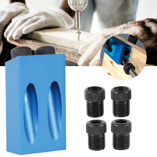

7/14pcs pocket hole jig kit 6/8/10mm drill sleeve diy woodworking punching locator angle drilling holes guide dowel wood