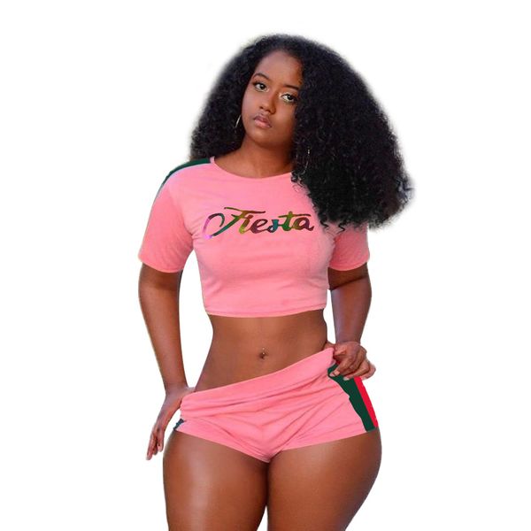 

Women 2pcs Shorts Suits Summer Letter Printed Casual Suits Solid Color Clothing Fashion Female Tracksuit