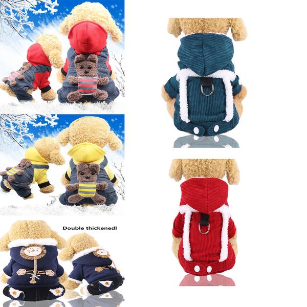 

dog clothes pet thickened 4-legged cotton warm coat winter thick double-layer bear lion cat clothes pet supplies dog accessories christmas