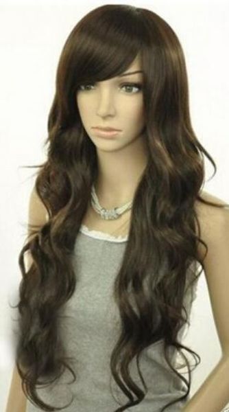 

++ new cosplay party long wavy dark brown wig, Black;brown