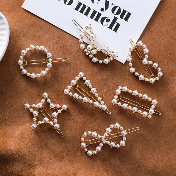 

новый полые сердце star circle имитация pearl hairgrips handmade fashion girl аксессуары для волос шпильки barrettes инструмент