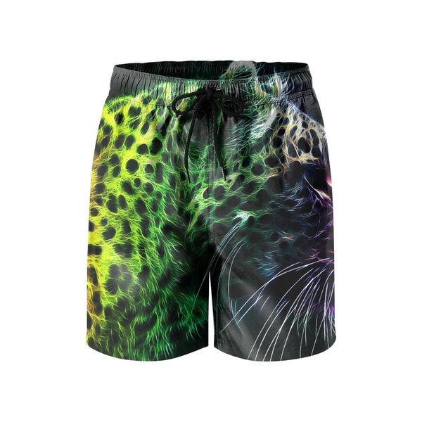 

men's swimming trunks rainbow leopard panther sports jogging beach board shorts summer art pattern tribal galacy print fabric colorful