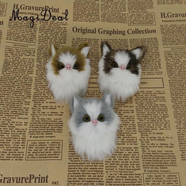 

magideal small cute cat model simulation, animal plush doll brooch, creative diy cellphone shell accessory, kids toy