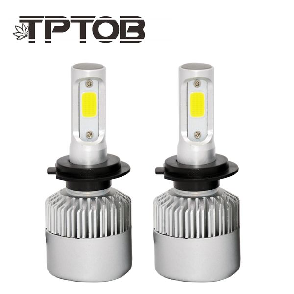 

tptob h4 h7 h11 h1 h3 9005 9006 cob car led headlight bulbs hi-lo beam 72w 8000lm 6500k auto headlamp fog light bulb dc12v 24v