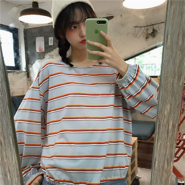 

p shoot early autumn loose-fit drawstring stripes hoodie, Black