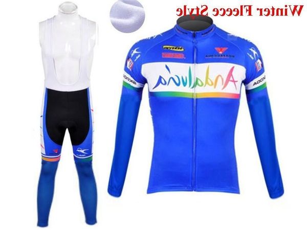 

andalucia winter thermal fleece clothes cycling jersey bib pants mtb bicycle wear set ropa maillot ciclismo 2019, Black;red