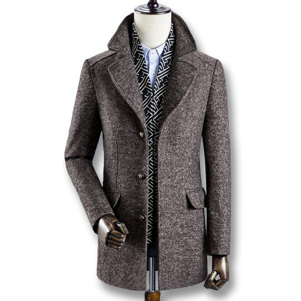 

2019 men winter autumn thick wool coats parkas male casual fashion slim fit large size business dress coats blends men, Black