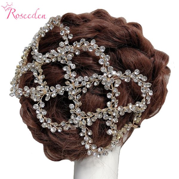 

antique silver gold wedding bridal hair vine headband full rhinestones floral wedding headpiece hair accessories handmaid re3284, Golden;white