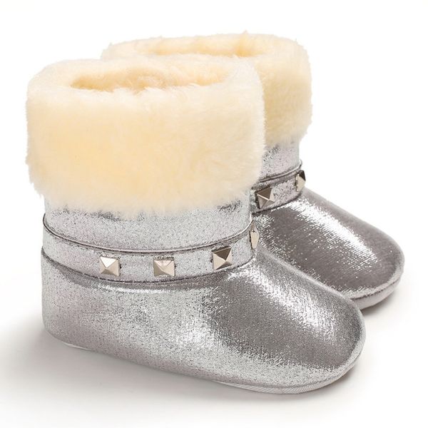 

2019 casual newborn infant girl boy baby snow booties fur boots winter warm arrival style little kids strappy shoes, Black;grey