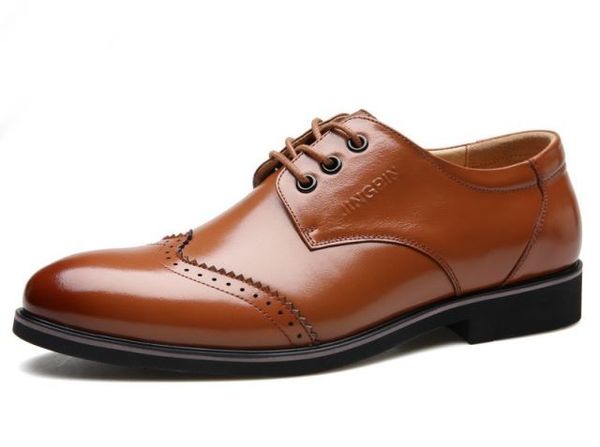 

men cowskin shoes genuine leather bullock shoes carved pattern loafer wingtips oxford flats man leather balmoral zy726, Black