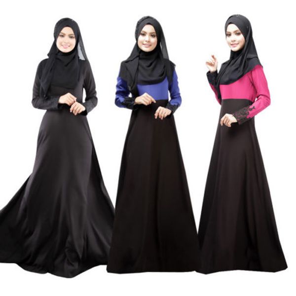 

muslim dress women lace abaya hijab turkish clothing long sleeve casual maxi kaftan abayas islam jilbab clothes, Red