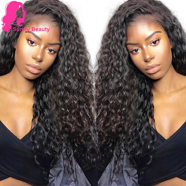 

sunnybeauty peruvian virgin hair water wave 3pcs water wavy bundles, wet and wavy, human hair weave bundles water curly weave extensions, Black