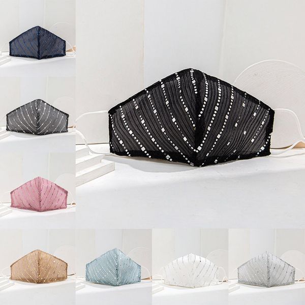

8 colors thin cotton sequin face masks for women cloth breathable anti-dust suncreen washable reusable mask ing