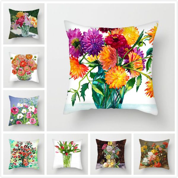 

fuwatacchi sunflower throw pillows case oil painting daisy cushion cover for home chair sofa flowers decorative pillows 2019