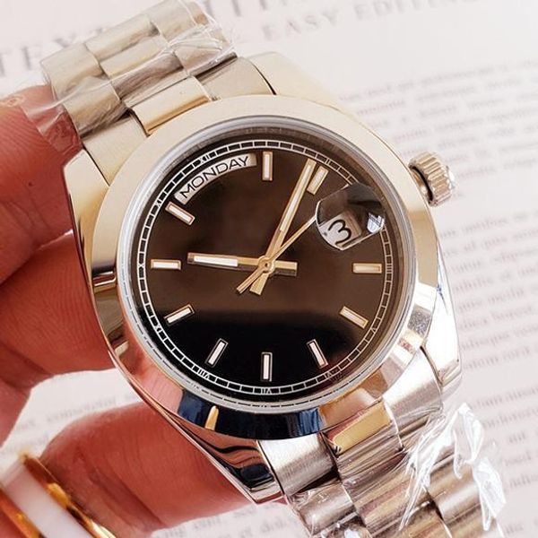 

new sapphire double calendar black mechanical automatic movement stainless steel watch automatic winding fashion designer watch, Slivery;brown