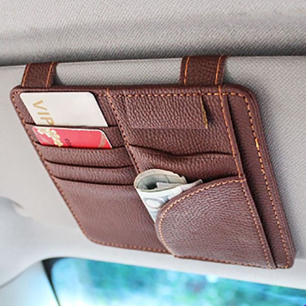 

universal car auto visor organizer holder pu leather case for card glasses car accessories car-styling