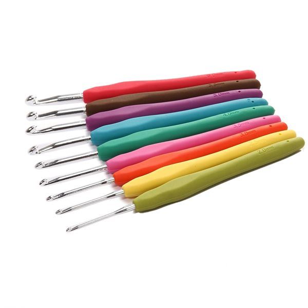 

eleg-9pcs crochet needles 2-6mm rubber handle multicolor, Black