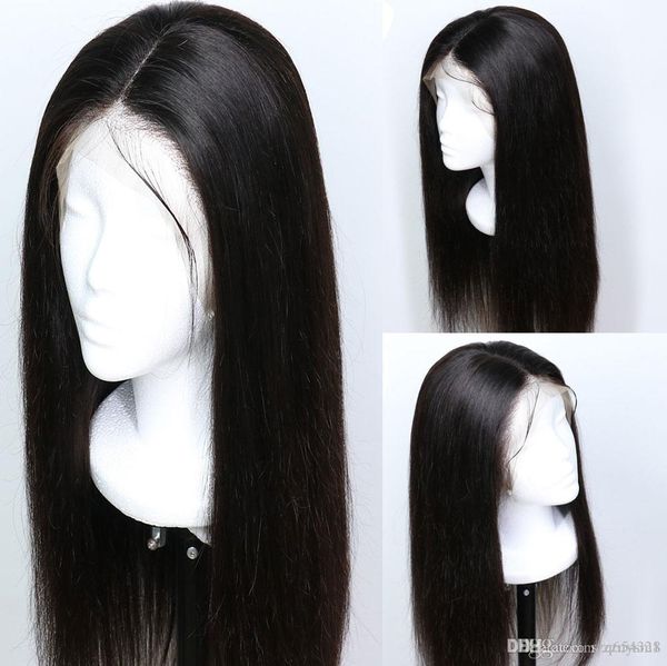 

indian remy deep part 13*6 lace front natural human hair wigs for black women straight preplucked swiss lace frontal closure wig