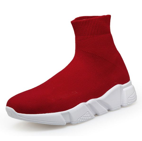 

2019 new fashion quality knit socks shoes speed trainer high race runnersmens womens sneakers black white slip-on triple s casual shoes