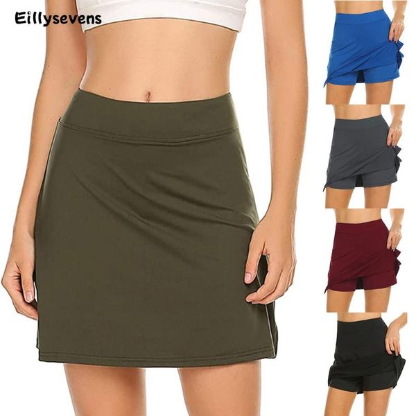 

2020 summer women solid color mini skirt women's active performance skort lightweight skirt for running tennis golf sport #3, Black